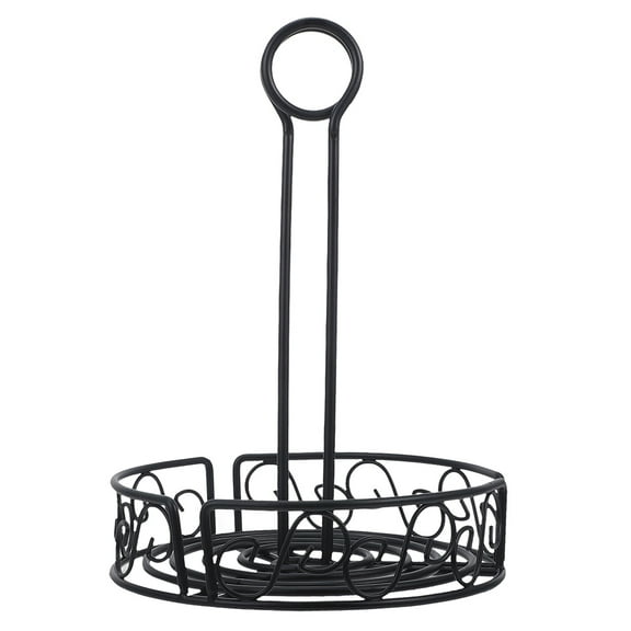 Raindrops Countertop Seasoning Stand Round Spice Holder Metal Wire Basket with Handle