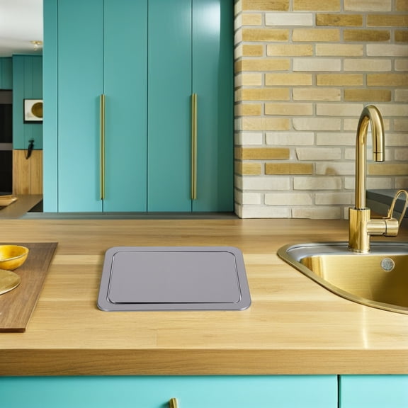 Raindrops Countertop Stainless Steel Trash Can Lid Recessed Swing Flap Cover Quiet Operation for Commercial Use