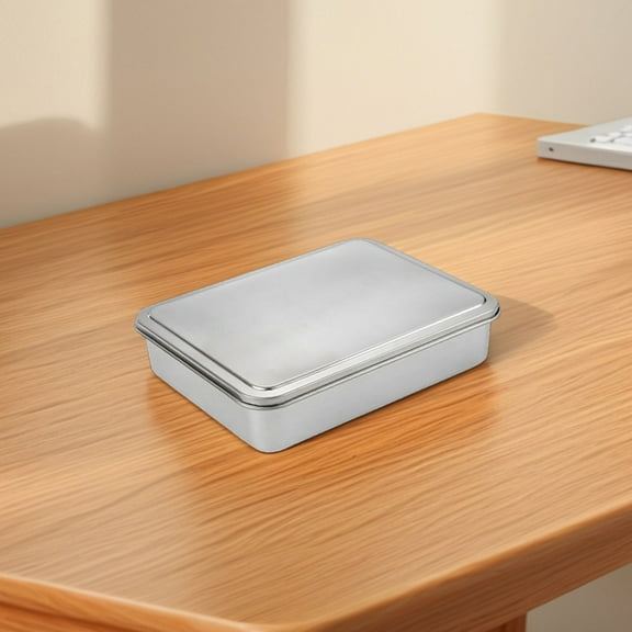 Raindrops Covered Baking Tray for Cakes Stainless Steel Deep with Lid Suitable for Oven Use Great for Bread and Food Storage Silver