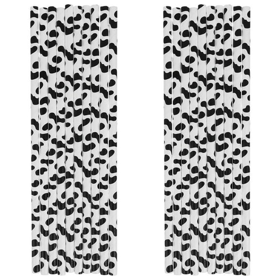 Raindrops Cow Prints Paper Straws for Party Use Assorted Color Biodegradable and Safe for Drinking 7.75 inches