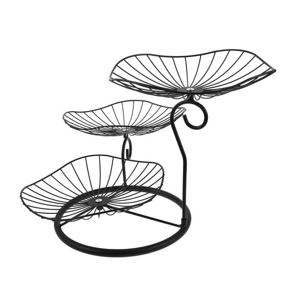 Raindrops Fruits Wire Baskets Iron Black 1Set Snack Organizing
