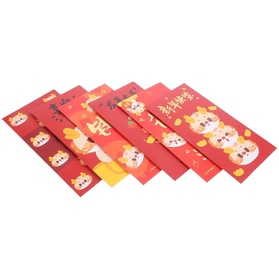 Raindrops Creative Dragon Red Envelopes 6-Pack for New Year Celebrations and Gift Storage