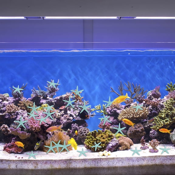 Raindrops Fish Tank Decoration Resin Star Figurines Blue 24 Pcs