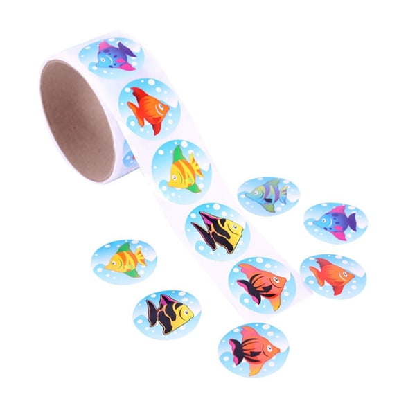 FOMIYES Colorful Fish Stickers for Kids, Multi-Color Reward Incentives and Art Decoration