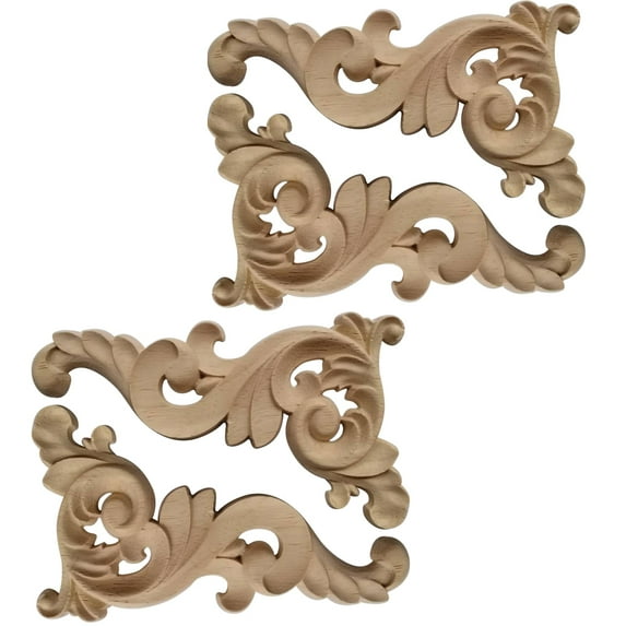 Raindrops Creative Wood Crafts Decor Light Brown Plastic Flower Shaped Carving Pieces for Bedroom Kids Room