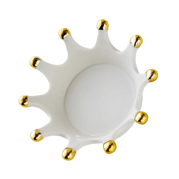 Raindrops  Crown Decor Ceramic Candlesticks Gold Holder Decorative White