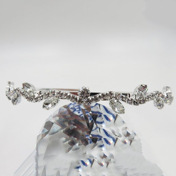 Raindrops Girls Rhinestones Headband Design Hair Clasp for Special Occasions Silver 1Set