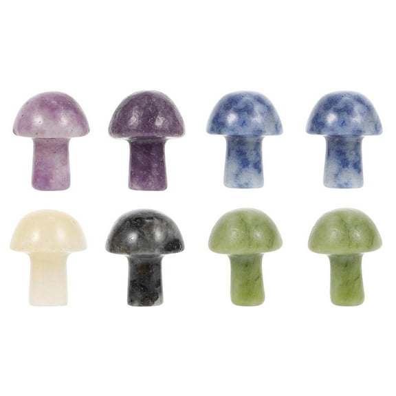 DEMACRIO Flower Pot Mushrooms Crystal Agate Jade Assorted Color 8Pcs 0.8x0.6in