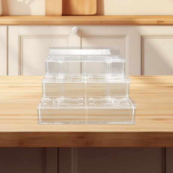 Raindrops 1 Set Vegetable Stand with Multi-Layer Ladder Style Abs Transparent for Supermarket Use 11.8x12.2x7.2in