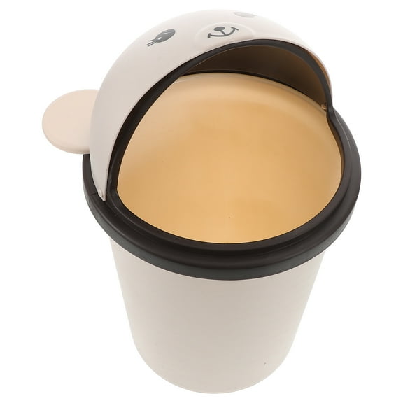 Raindrops Cute Bear Shaped Garbage Bin Plastic Wastebasket with Swing Lid for Keeping Kitchen, Bathroom, Home, Office, and Dorm Rooms Clean 10L