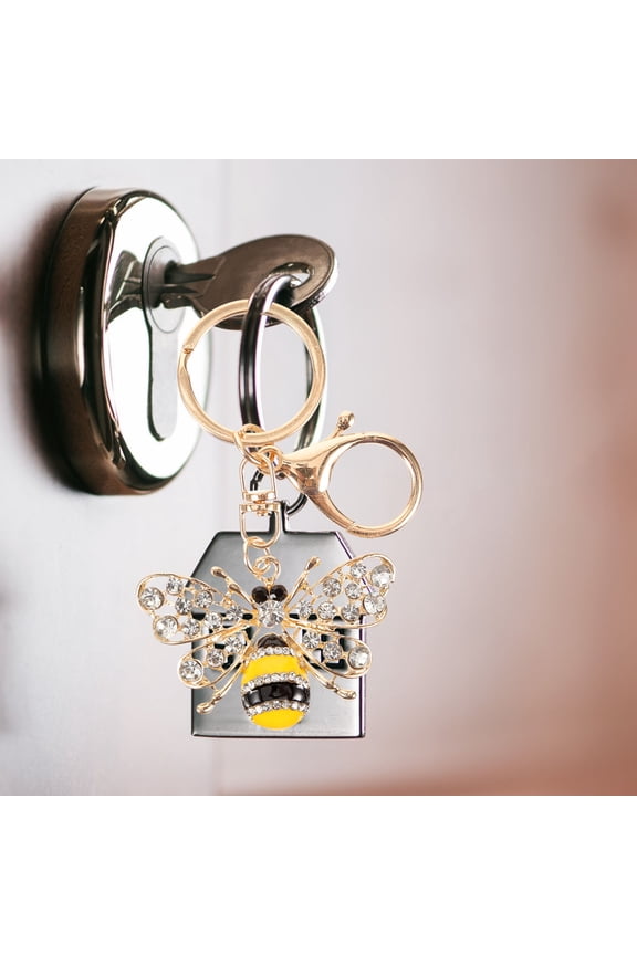 Cute Cartoon Bee keychain with Rhinestones Alloy Material for Bag Decoration and Party Favors 3 5 Inches