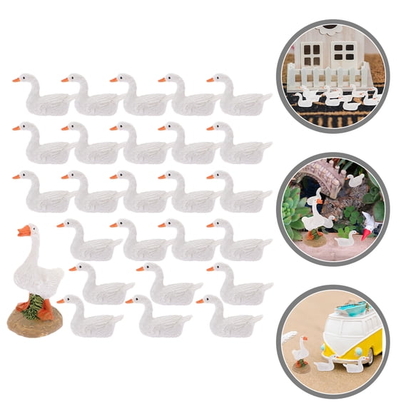 Raindrops Cute Duck Figurine Collection Resin Material for Decor White Color 26 Pieces 0.5 Inch