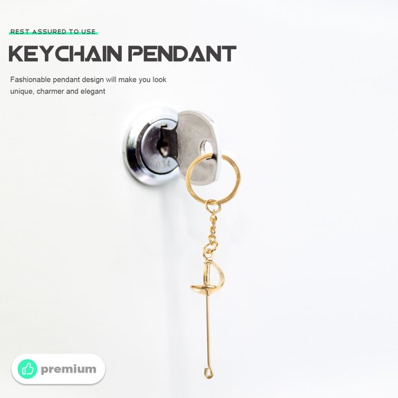 Raindrops Decorative Fencing Key Rings Golden Metal 1Set Keychain Sport for Sports Souvenir