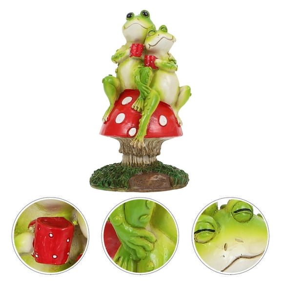 Raindrops Cute Frog Frogs for Garden Decor Mushroom Pond Ornaments Office Lovers Green