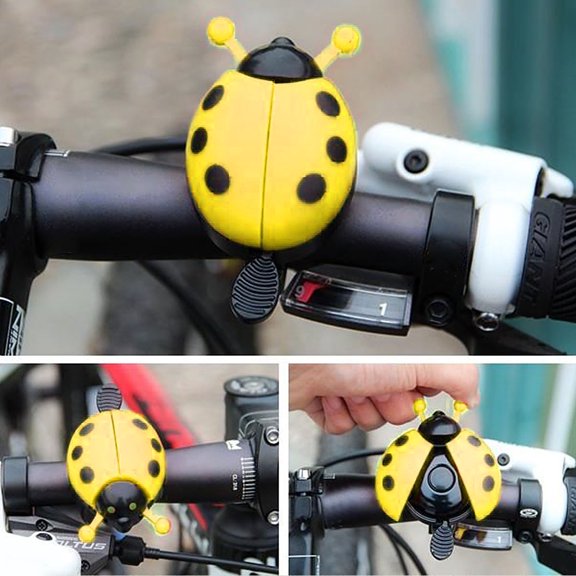 Raindrops Cute Ladybug Bike Bell with Clear Sound for Kids Bikes Yellow Plastic and Aluminum Alloy Easy to Install