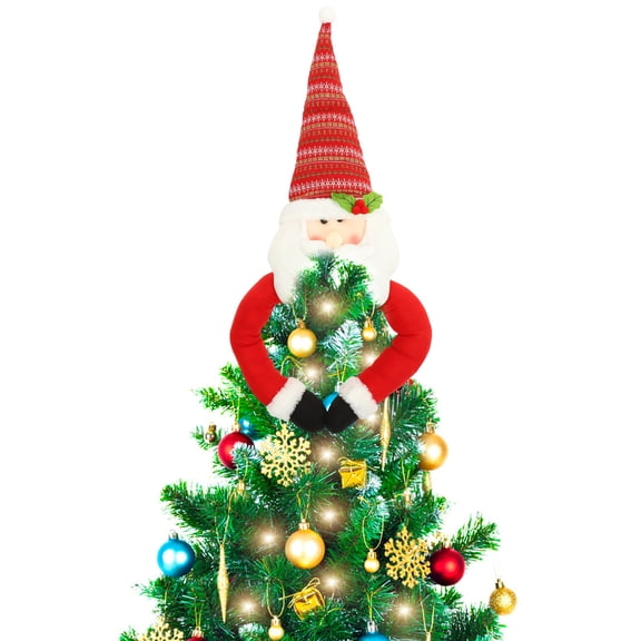 Raindrops Red Santa Claus Christmas Tree Topper Ornament, Lightweight and Elegant Holiday Xmas Decoration