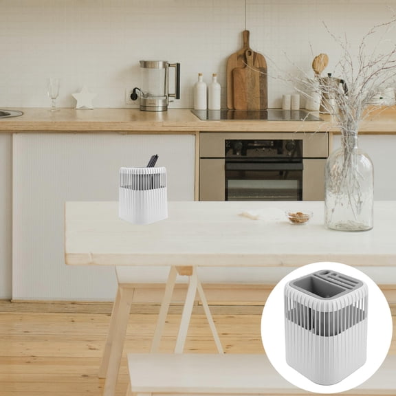 Raindrops White Silverware Drying Rack with Utensil Holder Basket, Kitchen Cutlery Organizer and Dish Drainer Storage Solution