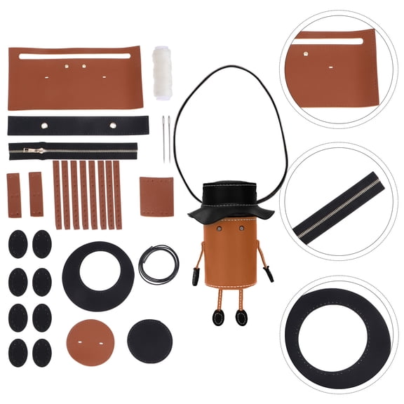 Raindrops DIY Sewing Bag Set for Gifts Durable PU Leather Red Practical Handmade Accessory 1 Set