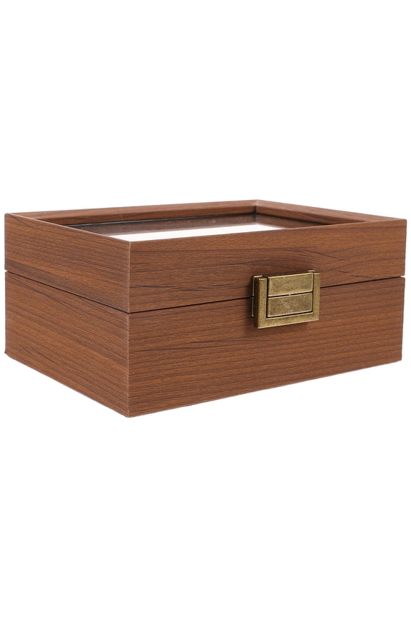 Safe and Sturdy Dark Brown Wood Watch Storage Case with 3 Slots