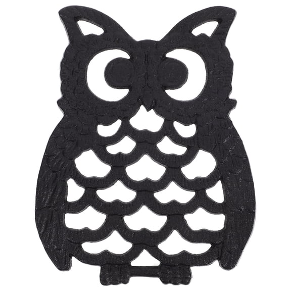 Raindrops Dark Brown Cast Iron Insulated Pot Mat with Owl Design for Kitchen Countertop Heat