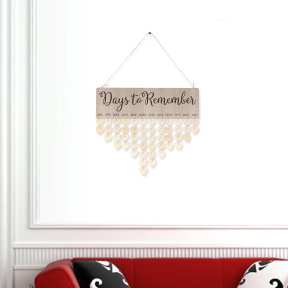 Raindrops Days to Remember Reminder Board DIY Wooden Calendar Hanging Decor With Heart Shaped Plate