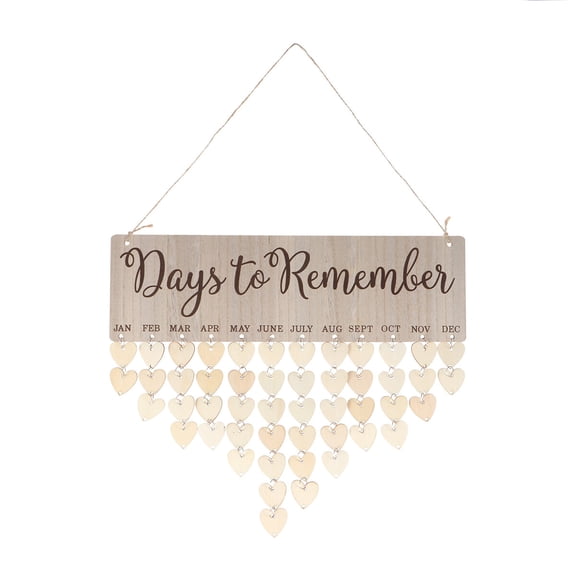 Days to Remember Reminder Board DIY Wooden Calendar Hanging Decor with Heart Shaped Plate