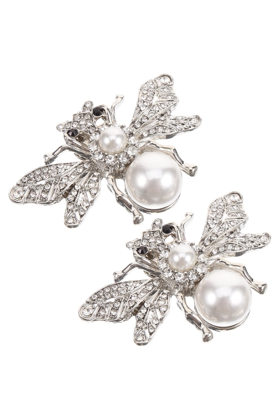 Bride Shoe Clip with Detachable Bee Design for Easy Matching White Zinc Alloy 1 Pair