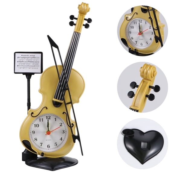 Raindrops Elegant Violin-Shaped Desktop Clock with Modern Plastic Frame, Stylish Home and Office Decor, Functional and Unique Design