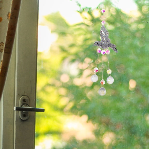 FOMIYES Hummingbird Crystal Sun Catcher Pendant with Metal Frame for Decorative Window Display