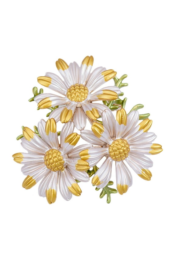 Decorative Flower Pin Brooch Alloy Yellow Elegant Design Safety Buckle For Women Clothing Accessory 1Pcs