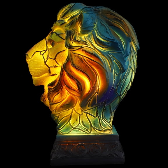 Raindrops Resin Lion Table Lamp with LED Light, Decorative Stained Design for Stylish Bedroom Ambiance and Cozy Lighting