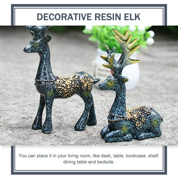 Raindrops Deer Figurines Standing Statue Home Decorations Blue Christmas Office Navy