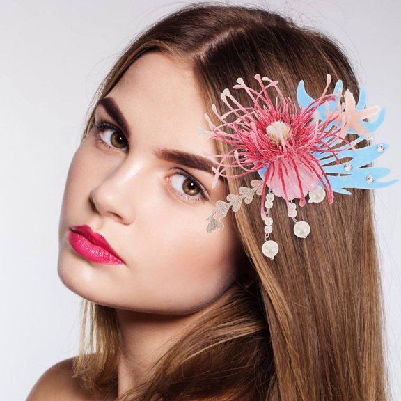 Raindrops Beach Hair Clips Seashell Shape Cloth 1Pack