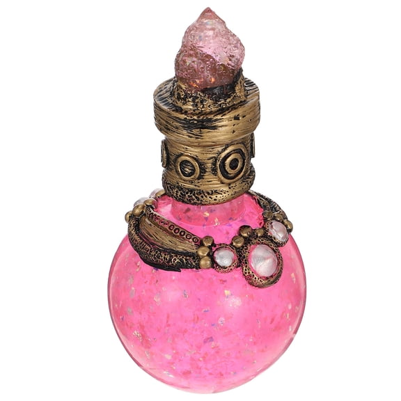 Raindrops Shiny Bottle Ornament Pink Resin 1Pcs For Interior Desktop Decorations 5.7X3X3In