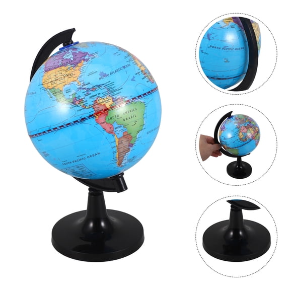 Raindrops Rotating Desktop World Globe with Political Boundaries Clear Printing for Geography
