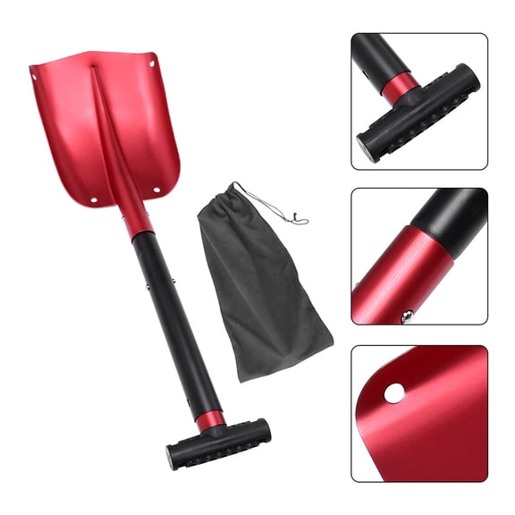 Raindrops Red Aluminum Snow Shovel and Ice Scraper Set for Winter Car Use - Lightweight 1 Piece