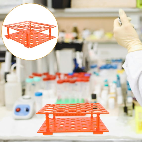 Raindrops Detachable Tube Rack for Centrifuge Tubes Orange ABS Holder with 50 Holes for Test Tube Holding 15ml 50ml