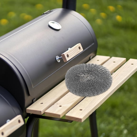 Raindrops Heavy Duty Steel Wool Scrubber Pads with Black Grill Wire Brush for Effective Grease, Stain & Grill Cleaning