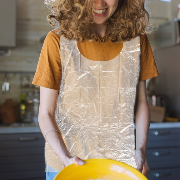 Raindrops Disposable Cooking Aprons Waterproof PE Material for Home Use Transparent Kitchen Accessories 25Pcs