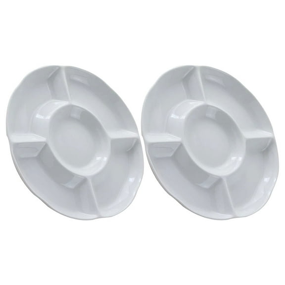 Raindrops Divided Tray 2Pcs for Housewives and Caterers with Multi Grid Design in White