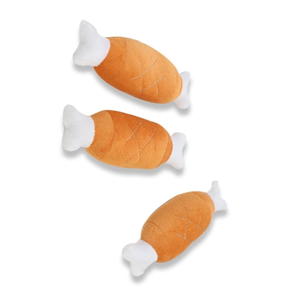 Raindrops Chewing Toy Pet Plush Bone Toy in Orange for Dog Cat 1Set