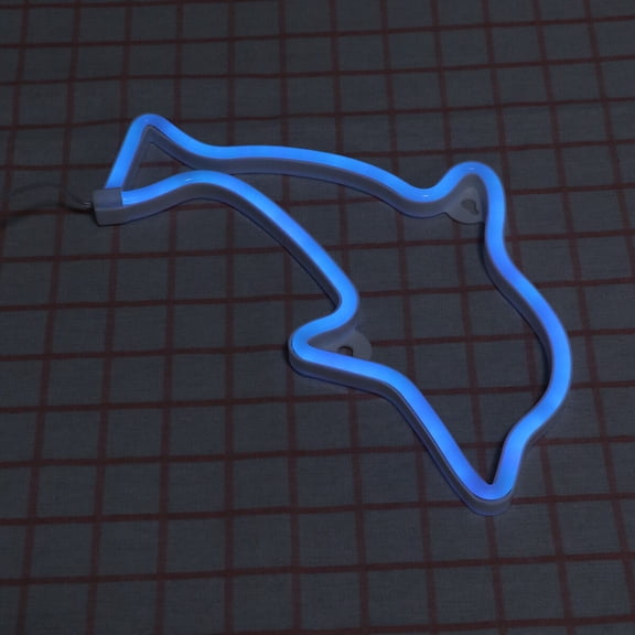 Raindrops Dolphin Neon Light Decorative Lamp for Bedroom Living Room Party Wall Decor Plastic White 10.2x5.9 Inches