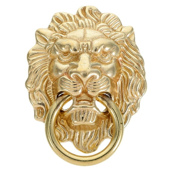 Raindrops Golden Brass Lion Head Door Knocker Elegant Chinese Vintage Style