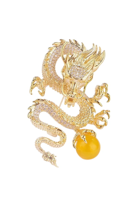 Golden Dragon Brooch Pin Elegant Lapel Decoration for Suits and Special Occasions