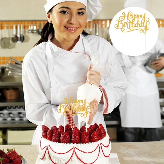 Raindrops Durable Golden Happy Birthday Cake Topper for Long Lasting Decoration Ideal for Kids Parties 50pcs