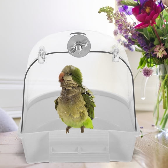 Raindrops Compact White Plastic Bird Bathtub Leakproof Smooth Edges Parrot Bath Box