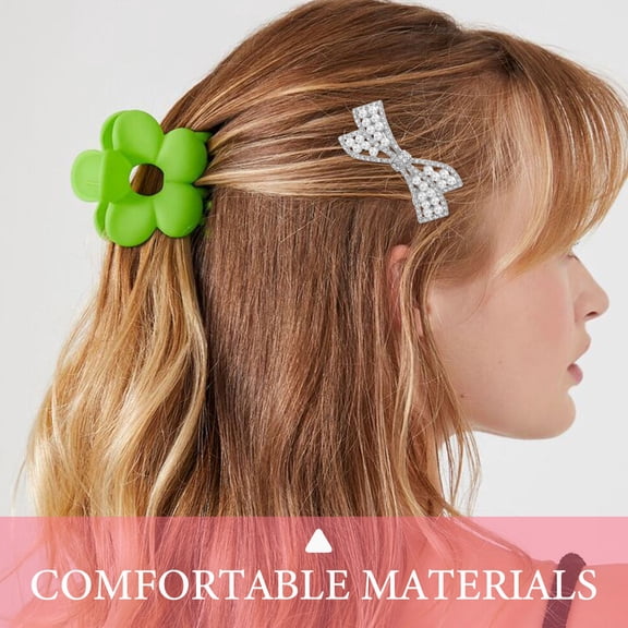 Raindrops Multi Rhinestone Jeweled Hair Clips for Women, Lightweight Ponytail Holders, 2 Pieces