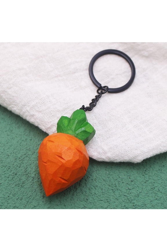 Durable Orange Carrot Keychain for Decor Premium Wooden and Alloy MultiFunction Hanging Bag Pendant 2pcs