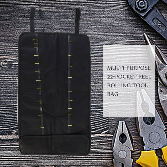 Raindrops Tool Bag Roll Plier Screwdriver Spanner Carry Case Pouch Bag Black 1Pcs