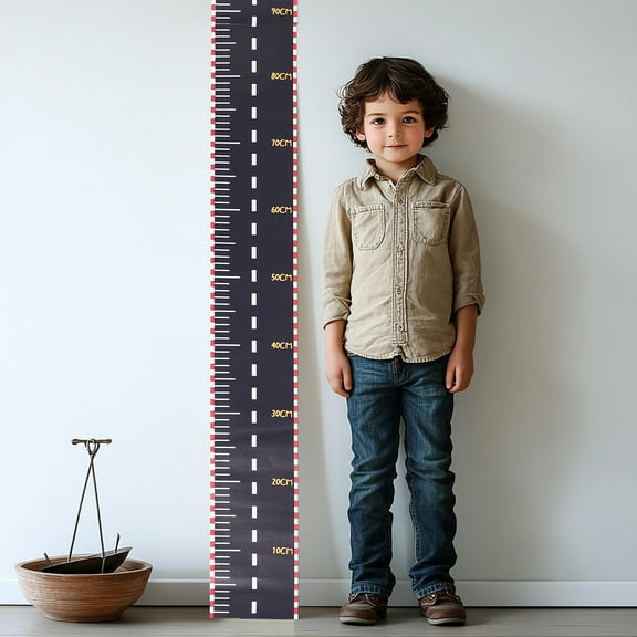 Raindrops Assorted Color Track Themed Growth Chart with Self Adhesive Design for Playroom Wall Measurement